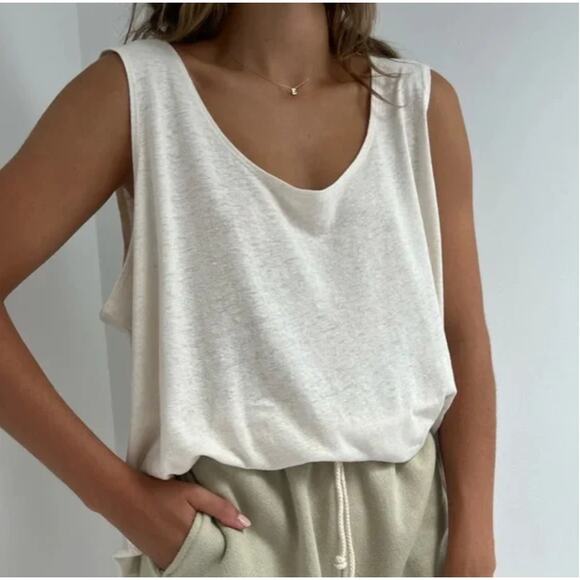 NA NIN Cream White Hemp Organic Cotton Knit Oversized Tank Top Women's One Size - Picture 7 of 7